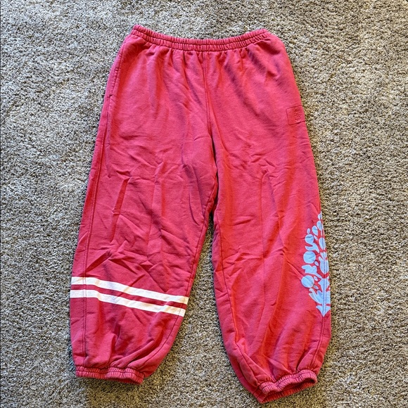 FP Movement by Free People Red Joggers with Blue Floral Accent - Picture 1 of 1